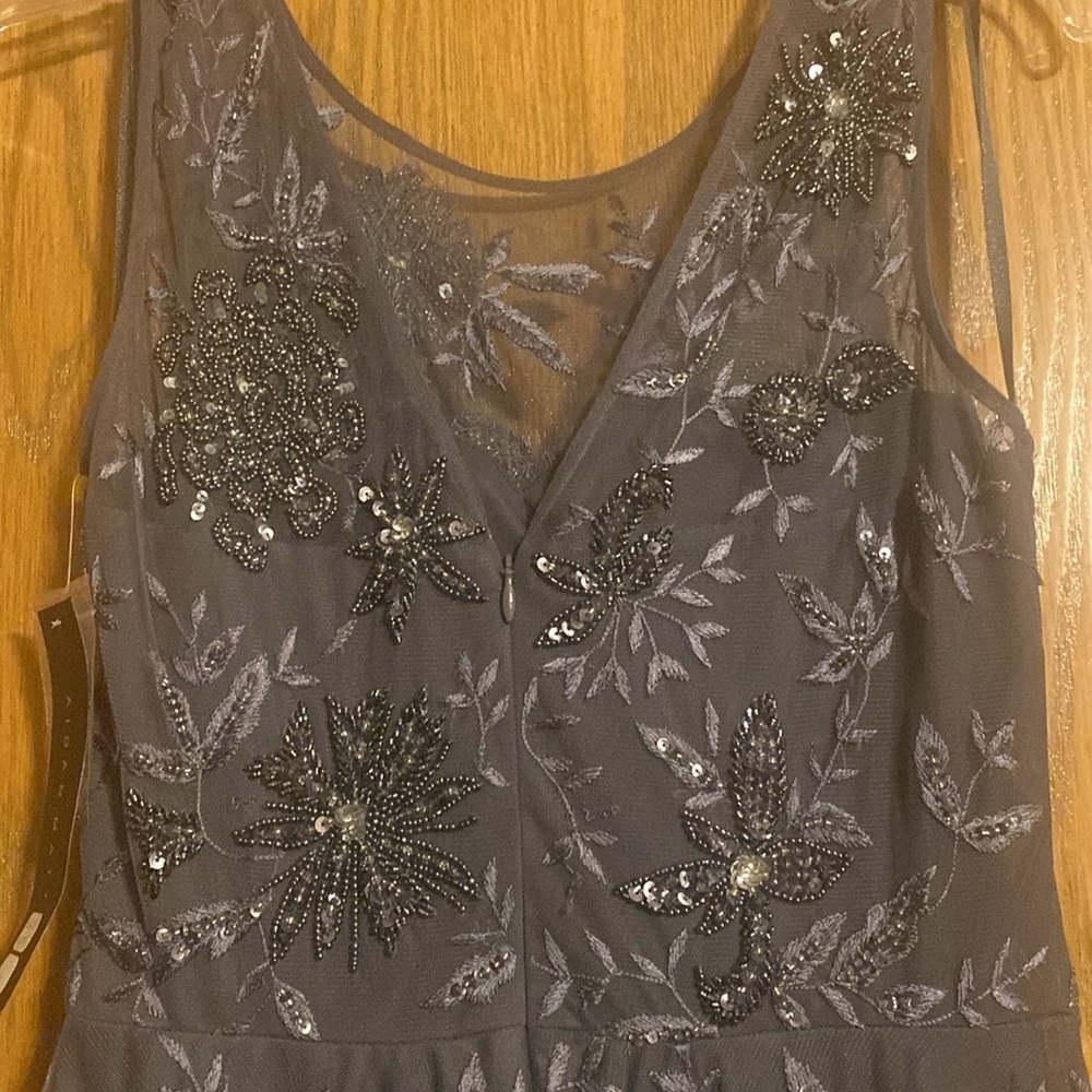🎉Host Puck🎉 NWT Aidan Mattox Size 6 Charcoal with Sequins Gown - Picture 7 of 12